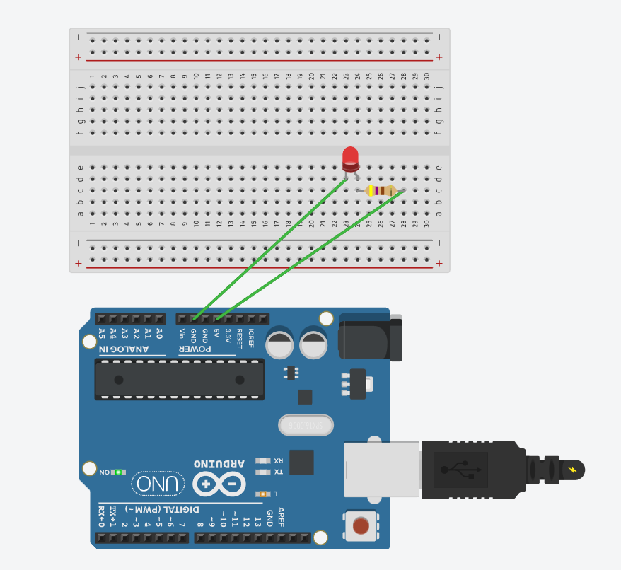 Arduino-les-1 - Schakeling ledlichtje 